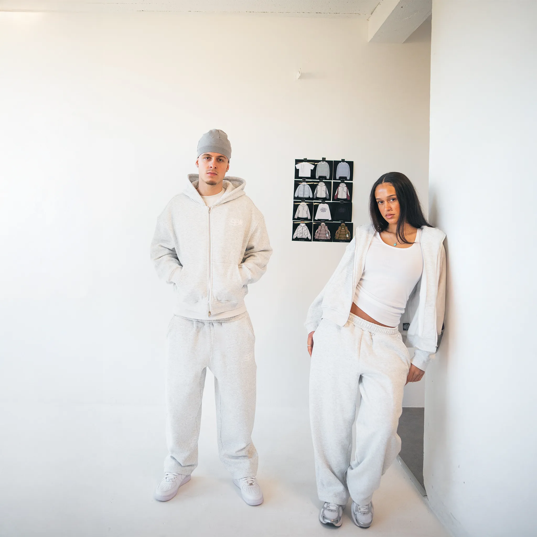 Model View of Samuel Bailey Star Emblem Grey Sweatpant 54153494167875